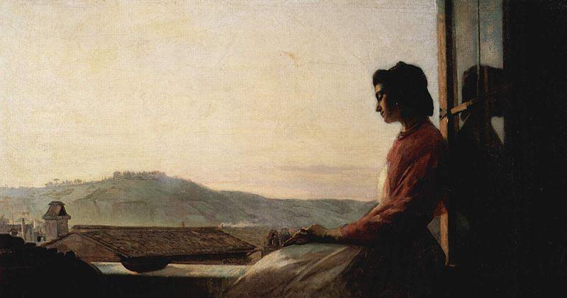 Pavel Chistyakov Giovannina, auf dem Fensterbrett sitzend oil painting picture